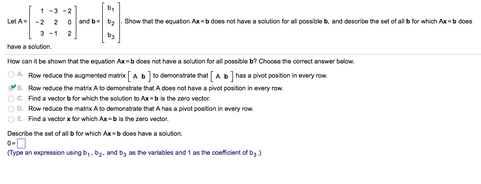 Solved How Do I Describe The Set Of All B For Which Ax=b | Chegg.com