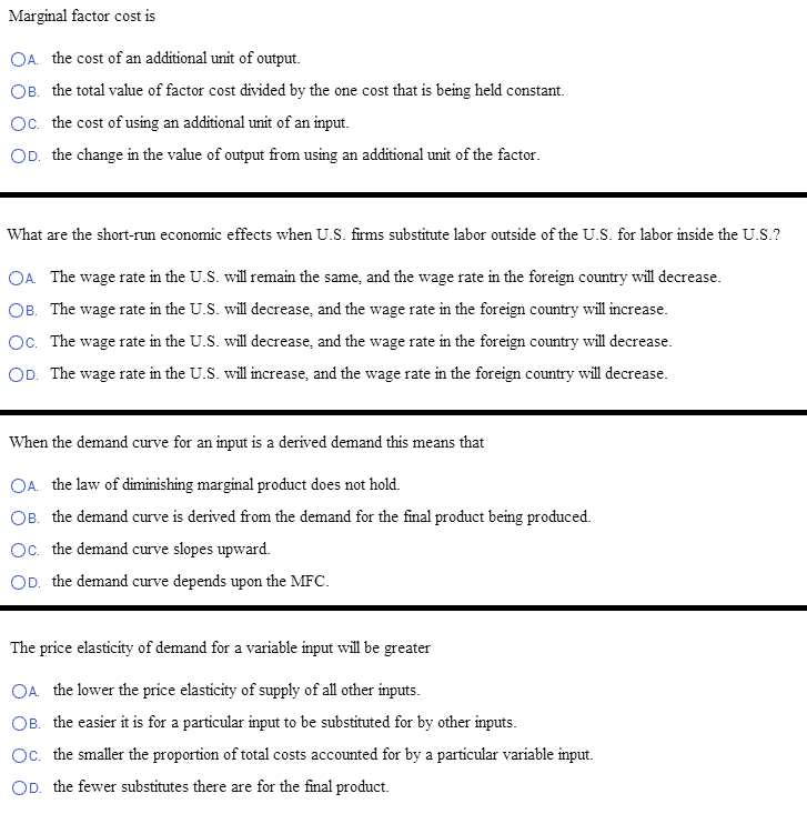 Marginal Factor Cost Is Quizlet