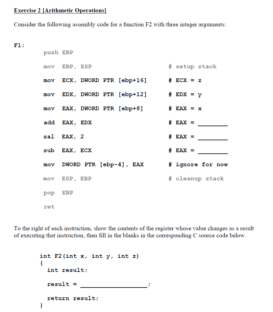 Solved Exercise 2 [arithmetic Operations Consider The 