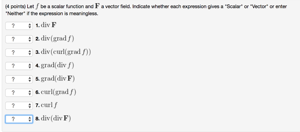 Solved 4 Points Let F Be A Scalar Function And F A Vector