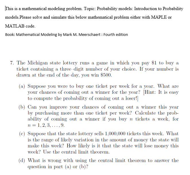 Solved This is a mathematical modeling problem. Topic