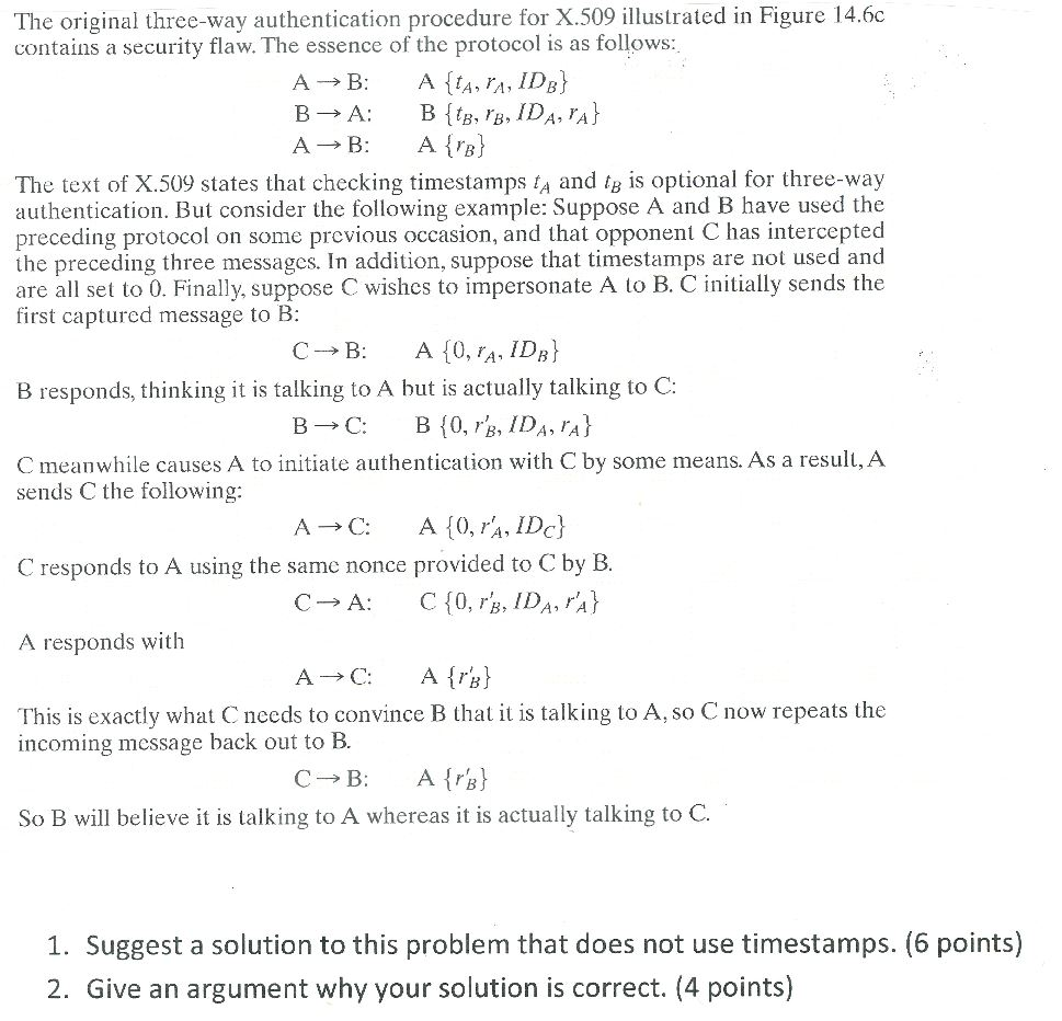 Solved The original threeway authentication procedure for