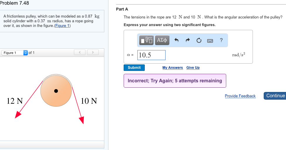 Solved A frictionless pulley, which can be modeled as a 0.87
