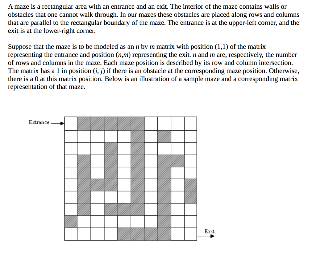 Solved A maze is a rectangular area with an entrance and an | Chegg.com