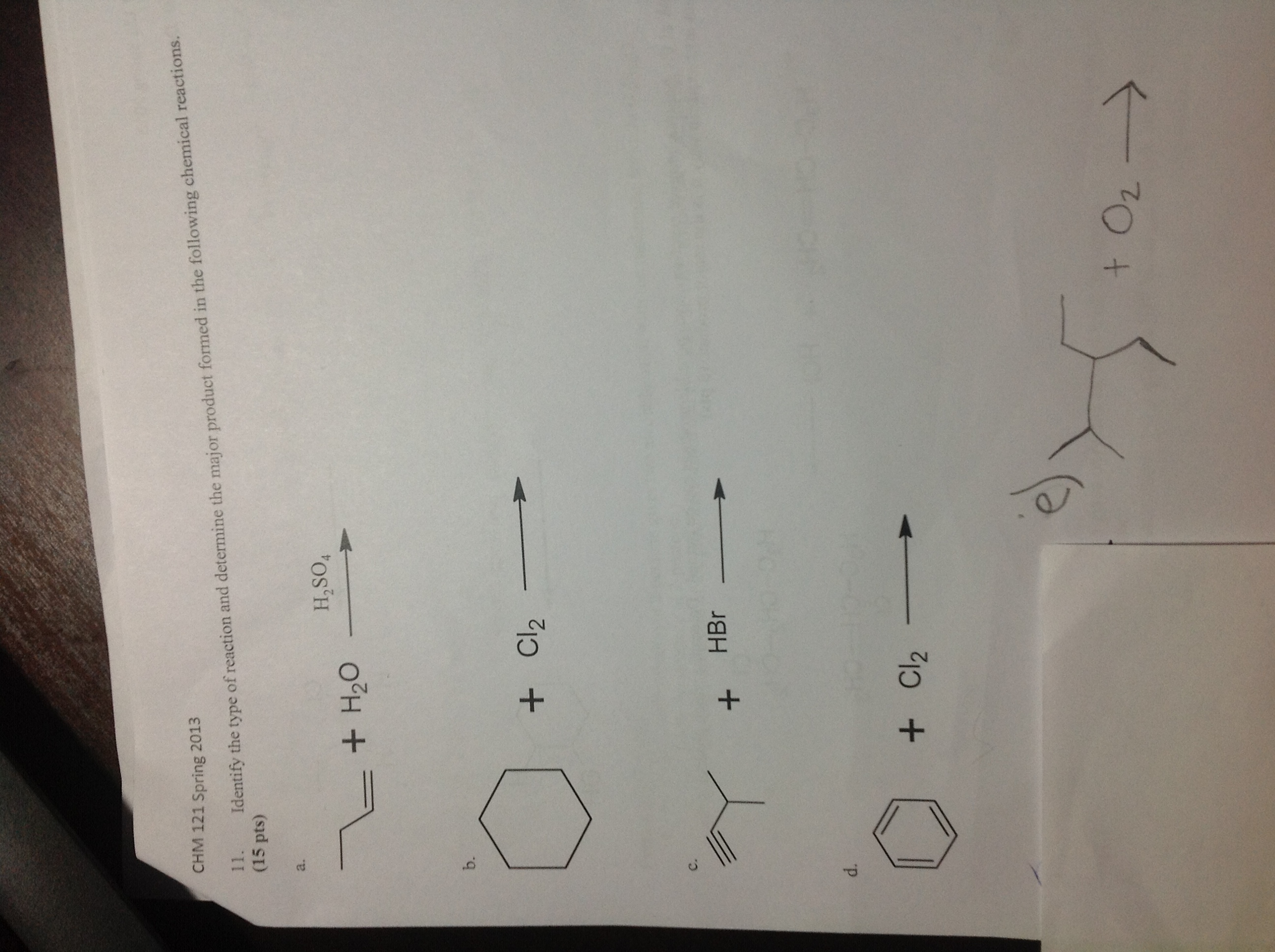 Solved Identify the type of reaction and determine the major | Chegg.com