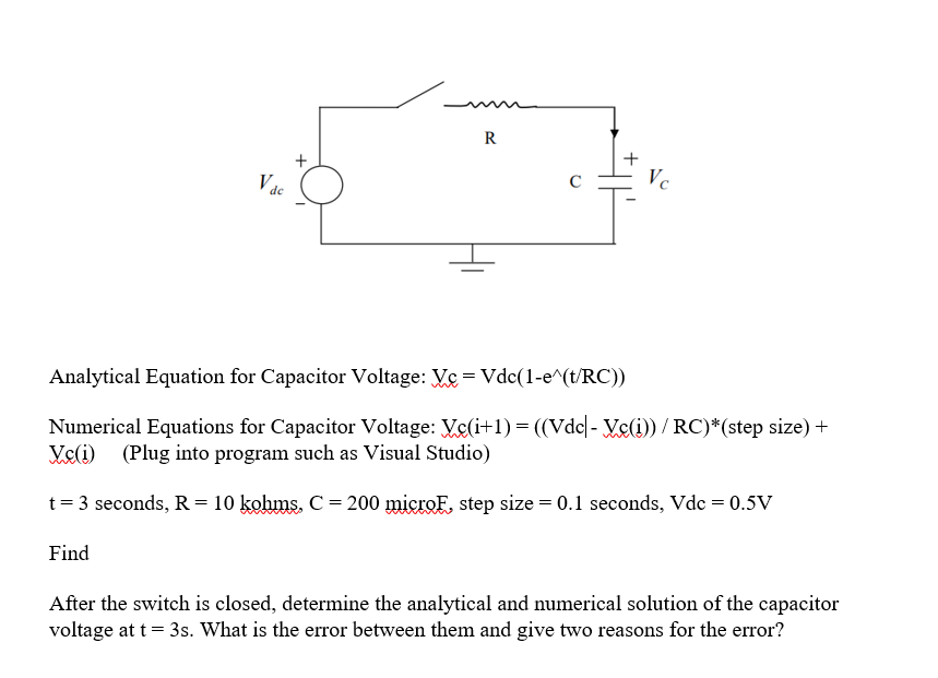 Solved Dc Analytical Equation For Capacitor Voltage 9563