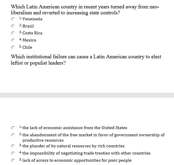Solved Which Latin American country in recent years turned | Chegg.com