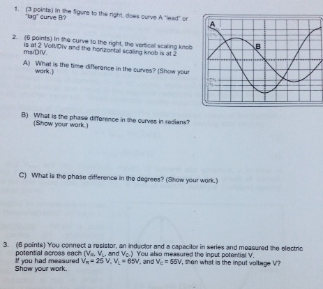 Solved Does curve A lead or Lag curve B?What is the phase | Chegg.com