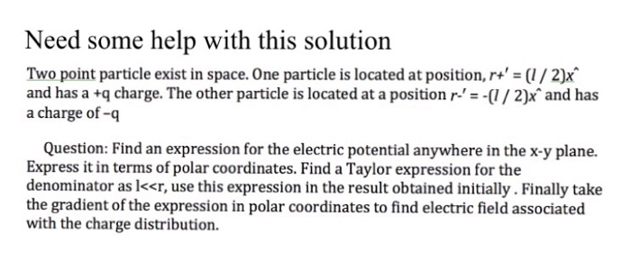 Solved Need Some Help With This Solution Two Point Particle | Chegg.com