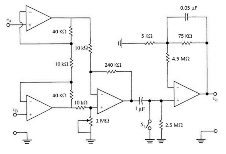 Solved 1) In the ECG amplifier circuit shown, calculate (20 | Chegg.com