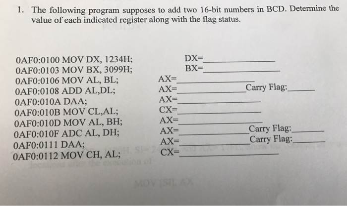 The following program supposes to add two 16-bit | Chegg.com