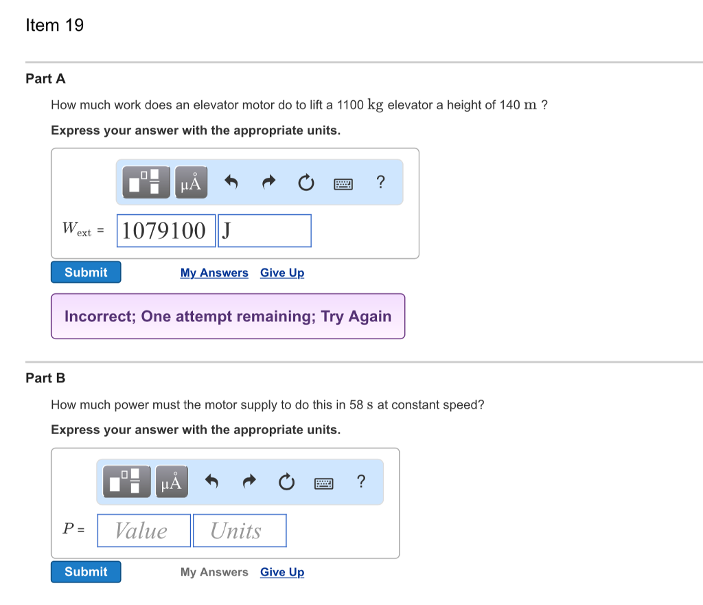 Solved How much work does an elevator motor do to lift a