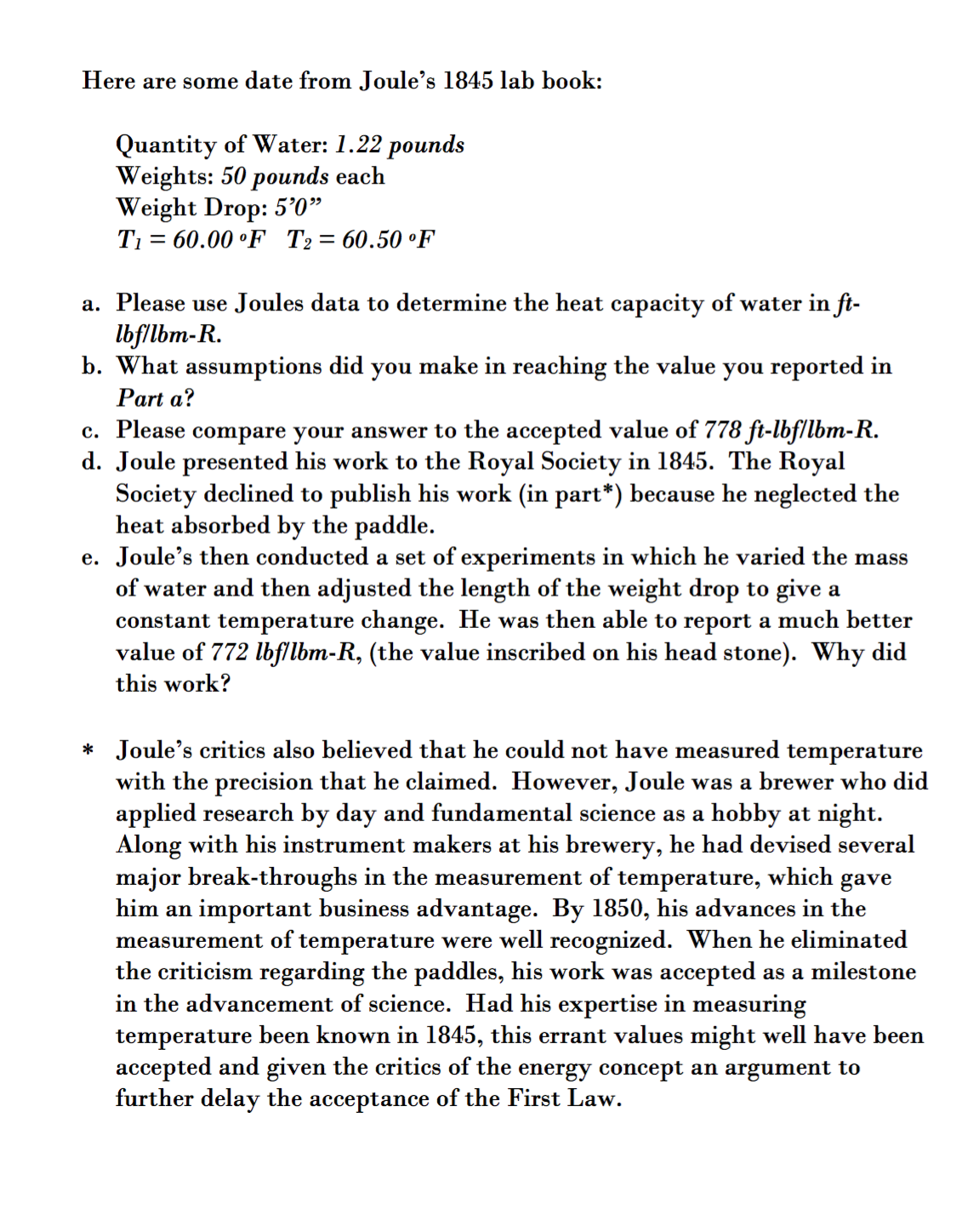 Solved 2. The figure below depicts the experiment Joule used