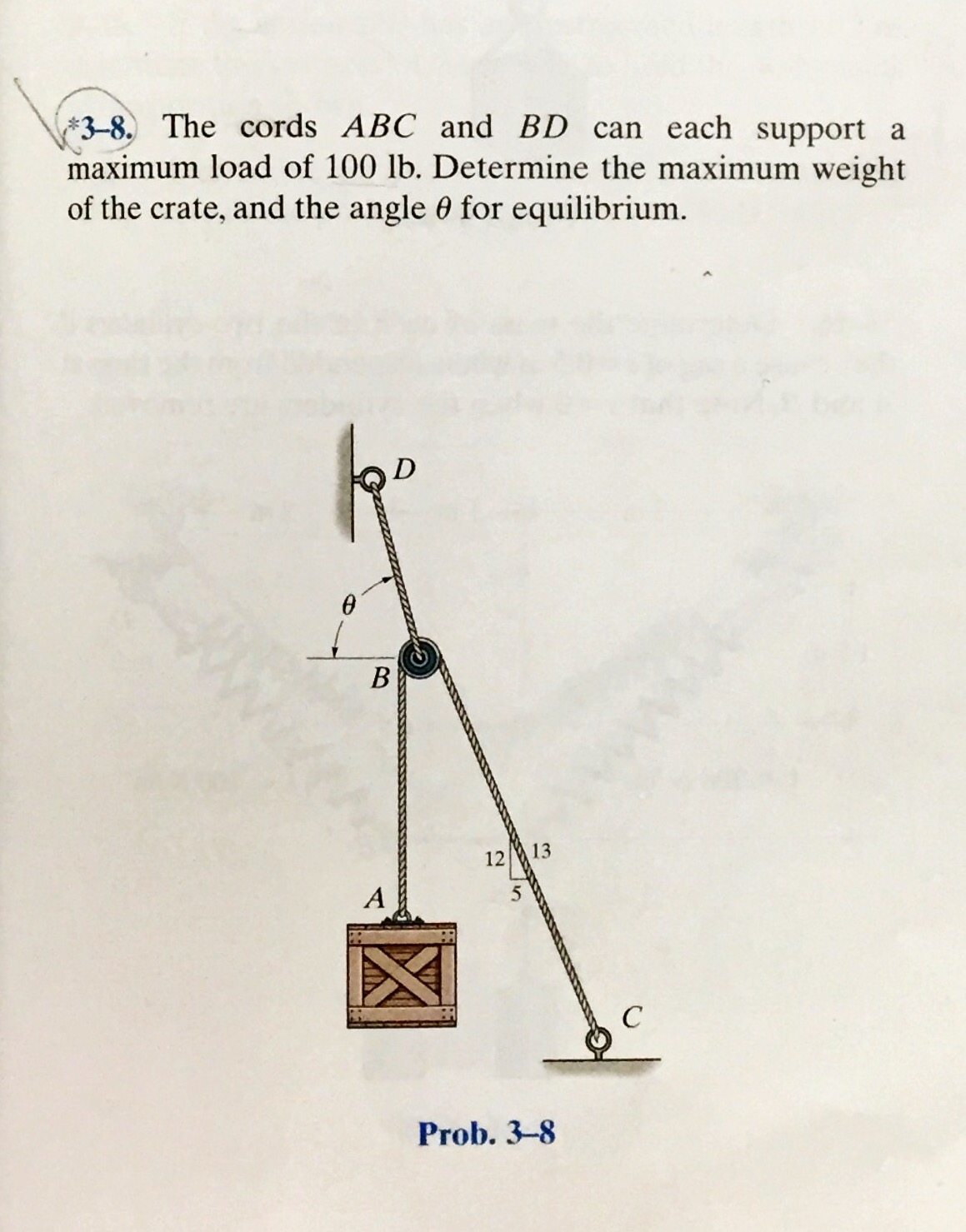 Solved $3-8. The Cords ABC And BD Can Each Support A Maximum | Chegg.com