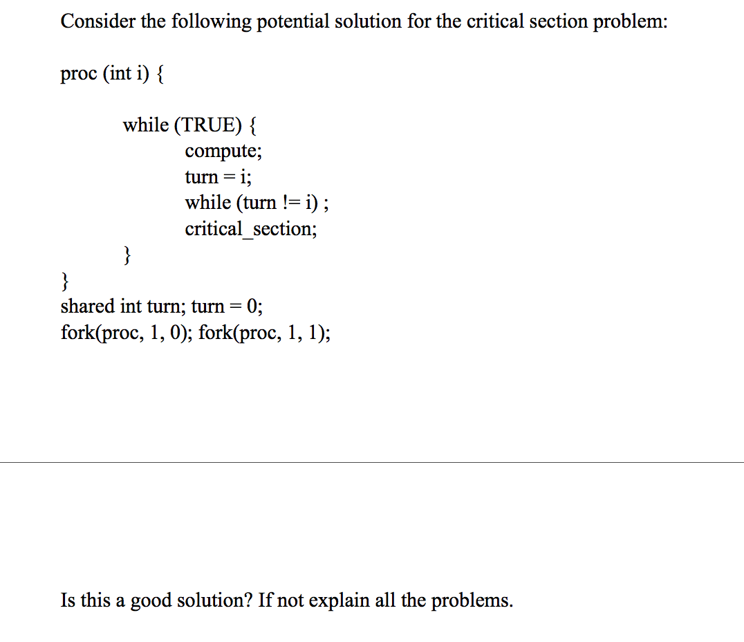 Solved Consider the following potential solution for the | Chegg.com