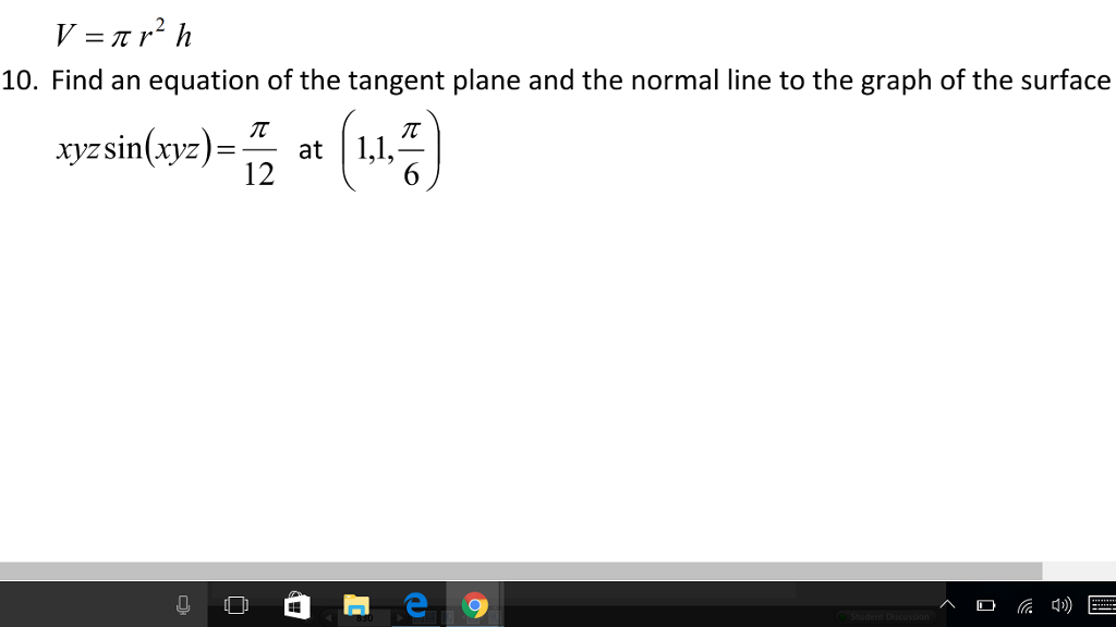Solved V Pi R 2 H Find An Equation Of The Tangent Plane Chegg solved-v-pi-r-2-h-find-an-equation-of-the-tangent-plane-chegg