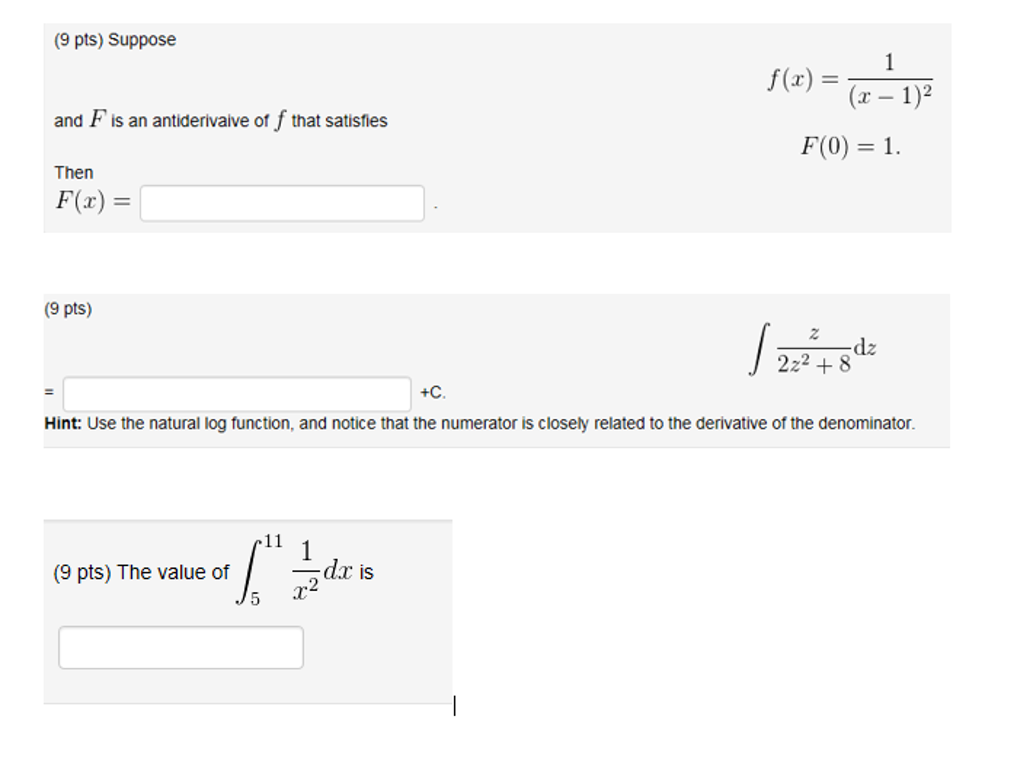 Solved Suppose F x 1 x 1 2 And F Is An Antiderivative Chegg
