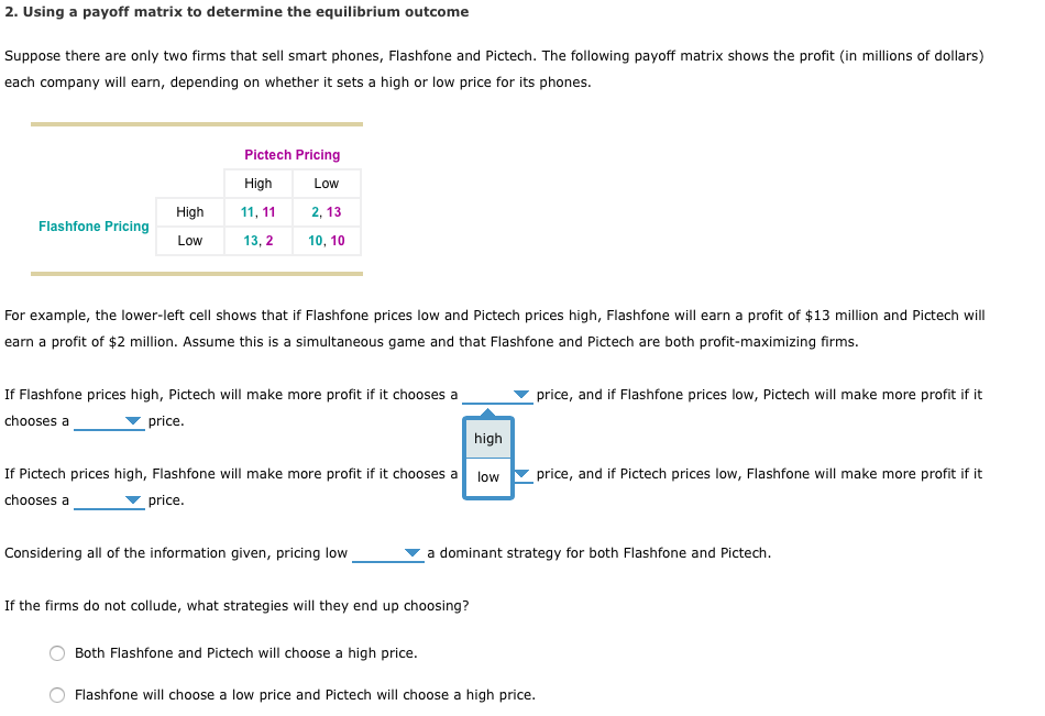 Solved Using a payoff matrix to determine the equilibrium | Chegg.com