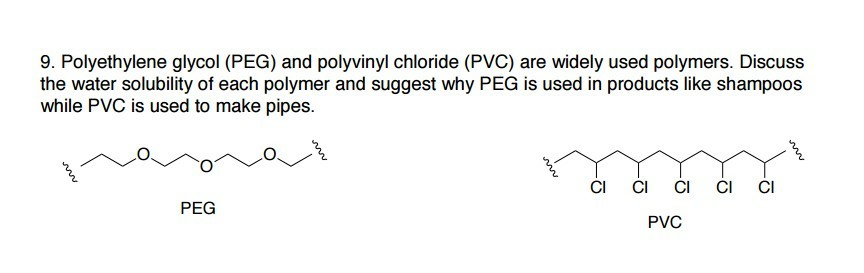 Solved Polyethylene glycol (PEG) and polyvinyl chloride | Chegg.com