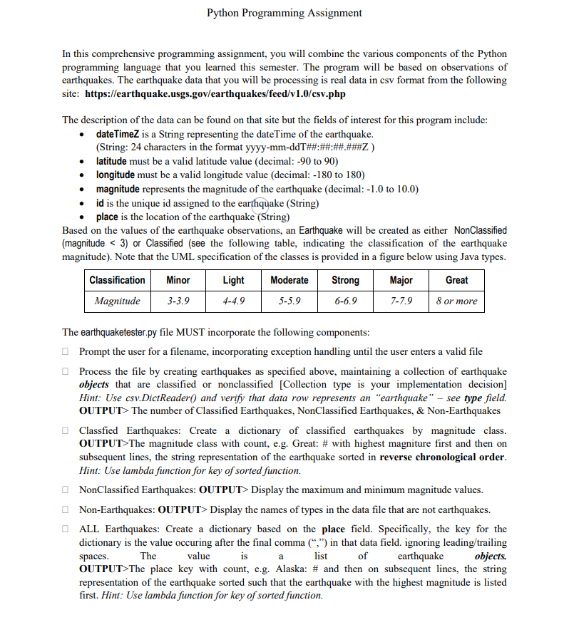 programming assignment python