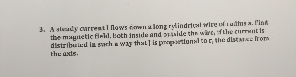 Solved A steady current I flows down a long cylindrical wire | Chegg.com