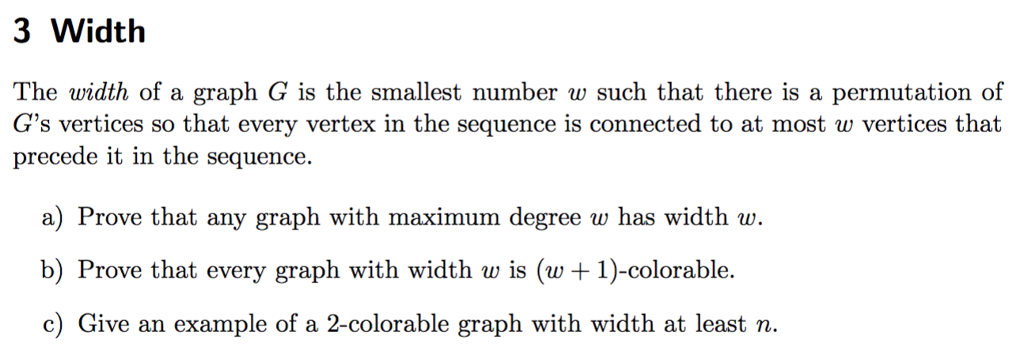 3 Width The width of a graph G is the smallest number | Chegg.com