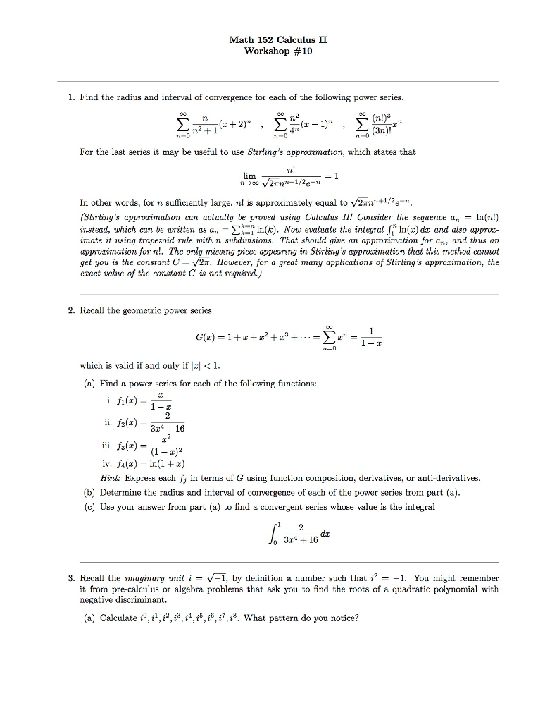 Solved: Power Series Question Series Question .Please Do J... | Chegg.com