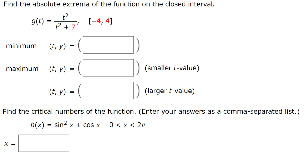 Solved Find The Absolute Extrema Of The Function On The