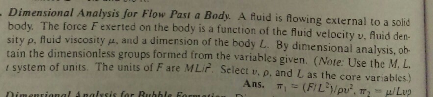 Dimensional Analysis for Flow Past a Body. A fluid is | Chegg.com