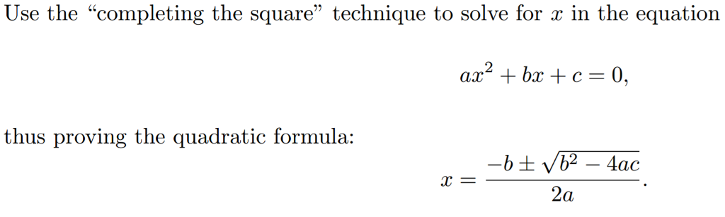 Solved Use the "completing the square" technique to solve | Chegg.com