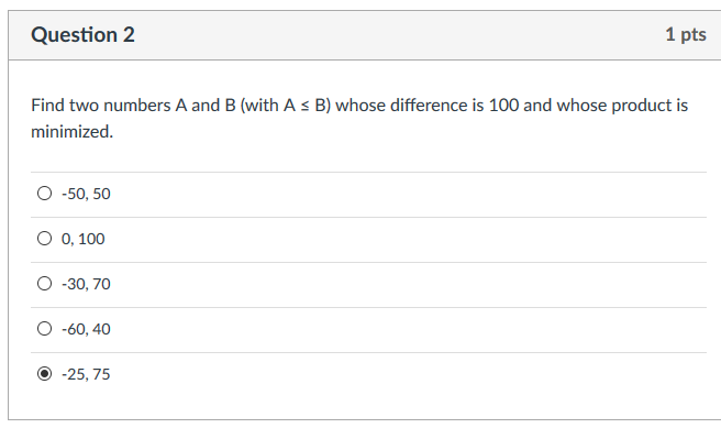 Solved Question 2 1 Pts Find Two Numbers A And B (with A S | Chegg.com