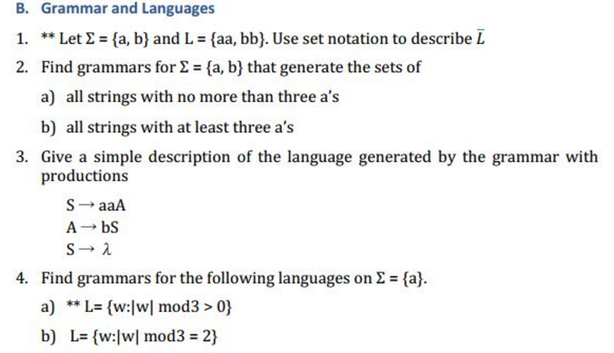 Solved Let Sigma = {a, B} And L = {aa, Bb}. Use Set Notation | Chegg.com