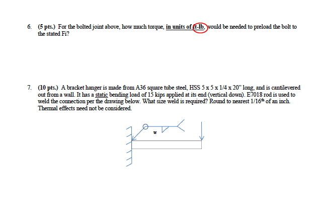 6 5 Pts For The Bolted Joint Above How Mch Chegg