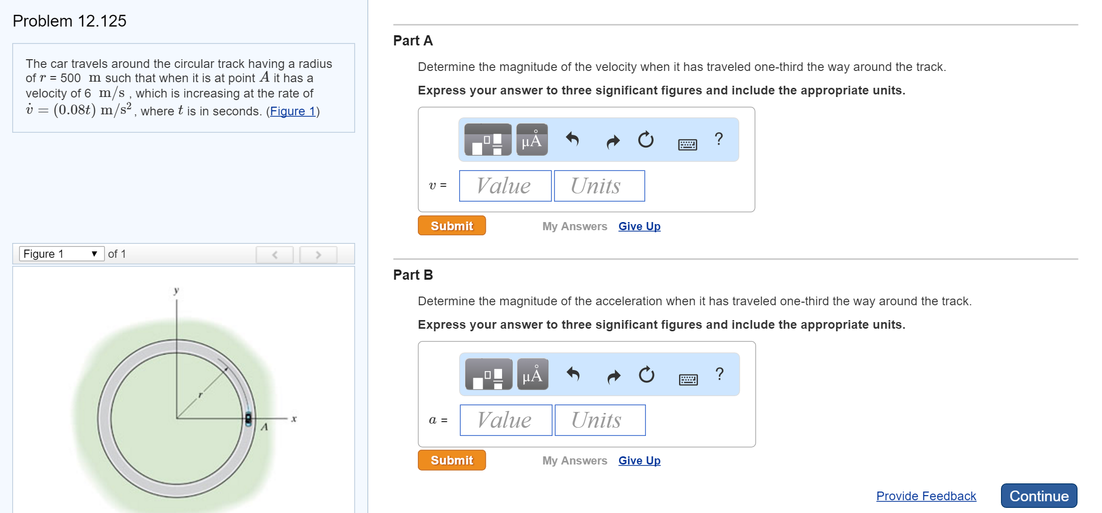 Solved The car travels around the circular track having a | Chegg.com