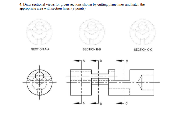 Solved Draw Sectional Views For Given Sections Shown By 