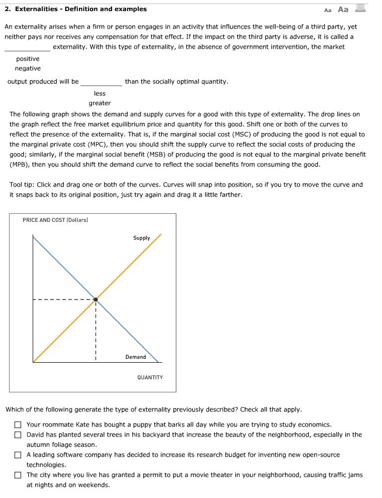 Solved An externality arises when a firm or person engages