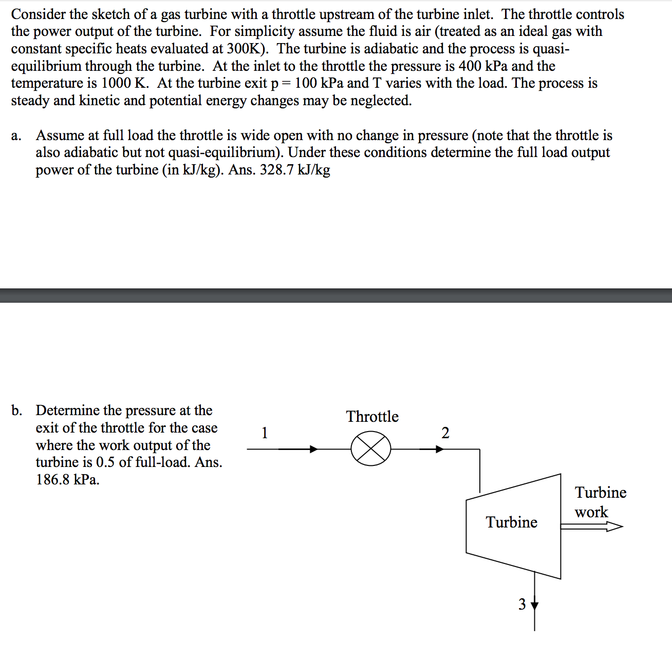 Consider The Sketch Of A Gas Turbine With A Throttle | Chegg.com