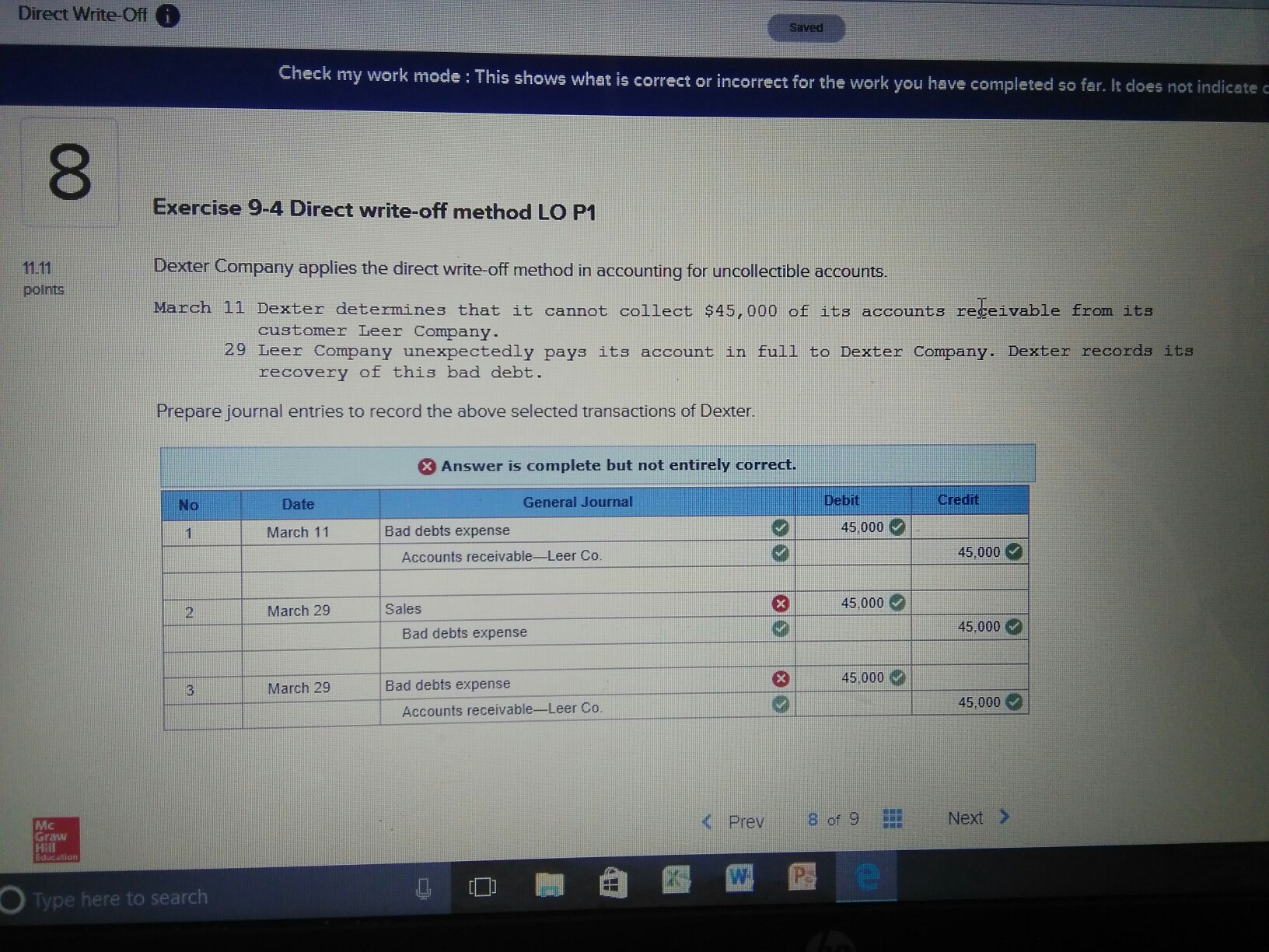 Solved Dexter Company applies the direct writeoff method in