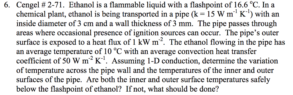 Solved Ethanol is a flammable liquid with a flashpoint of | Chegg.com