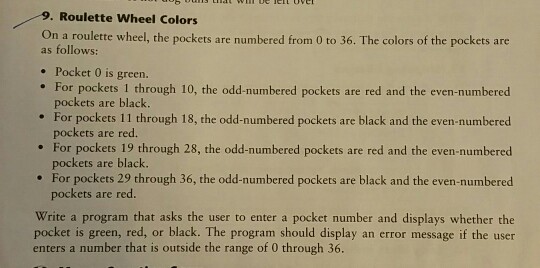 Solved 9. Roulette Wheel Colors On a roulette wheel, the | Chegg.com