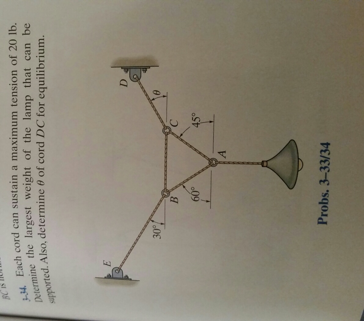 Solved Each Cord Can Sustain A Maximum Tension Of 20 Ib. | Chegg.com