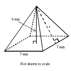 Solved find the slant height x of thr pyramid shown , to the | Chegg.com