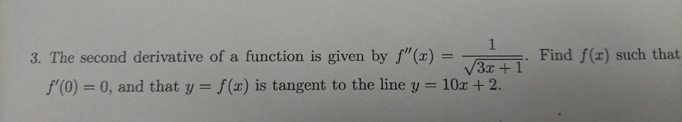 Solved The second derivative of a function is given by f"(x) | Chegg.com