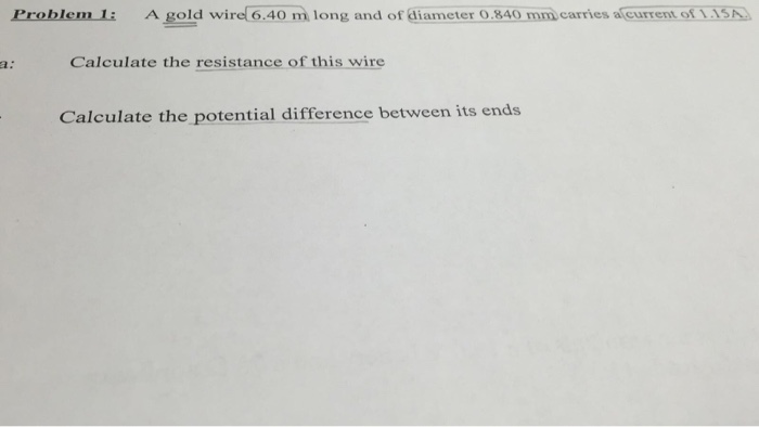 Solved A gold wire 6.40 m long and of diameter 0.840 mm | Chegg.com