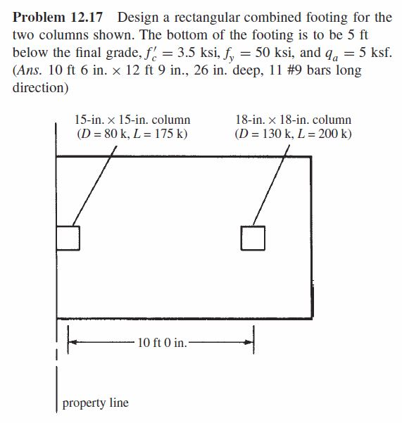 Solved Problem 12.17 Design a rectangular combined footing