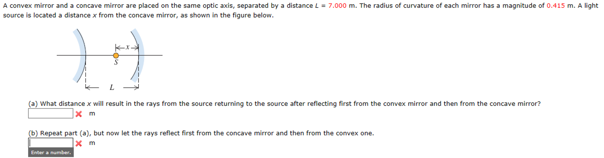 Solved A convex mirror and a concave mirror are placed on | Chegg.com