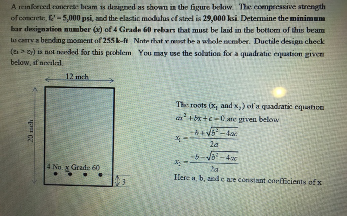 Solved A reinforced concrete beam is designed as shown in | Chegg.com