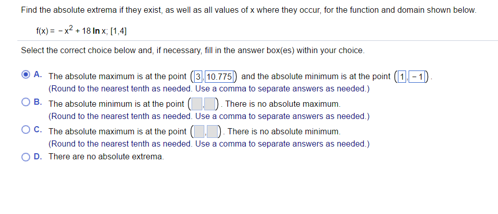 Solved Find the absolute extrema if they exist, as well as | Chegg.com