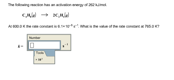 Solved The Following Reaction Has An Activation Energy Of | Chegg.com