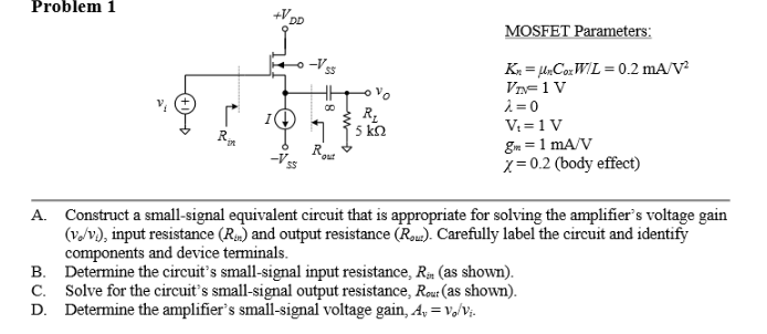 Solved Problem 2 +10 V +10 V MOSFET Parameters: 03 +10 V χ= | Chegg.com